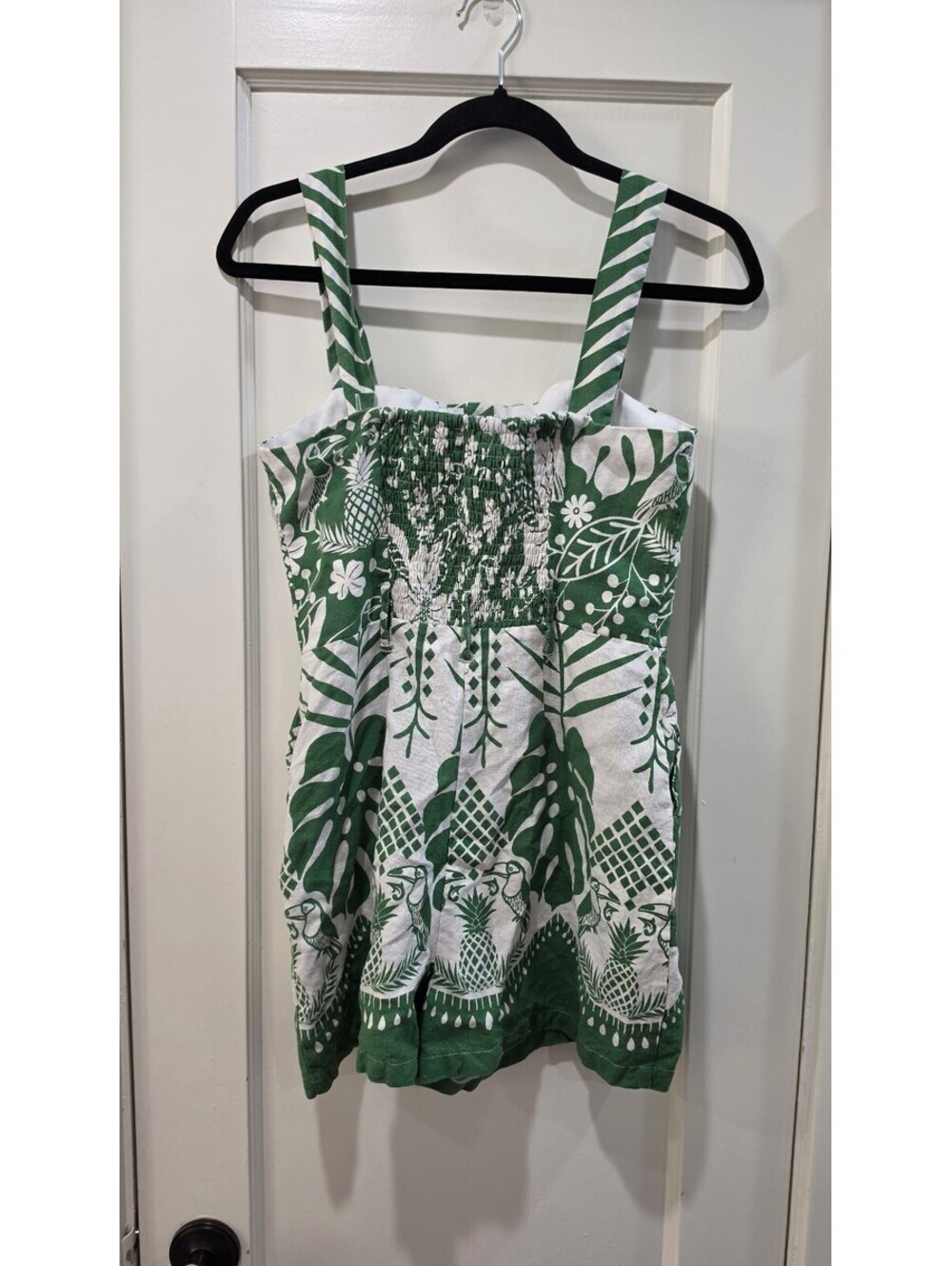 Rachel Zoe Green and White Linen Blend Romper Size 6 - Picture 2 of 9